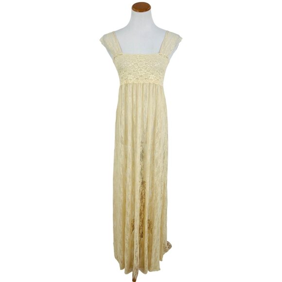 NWT Free People Cream Sheer Lace Romantic Boho Maxi Dress - Picture 6 of 16